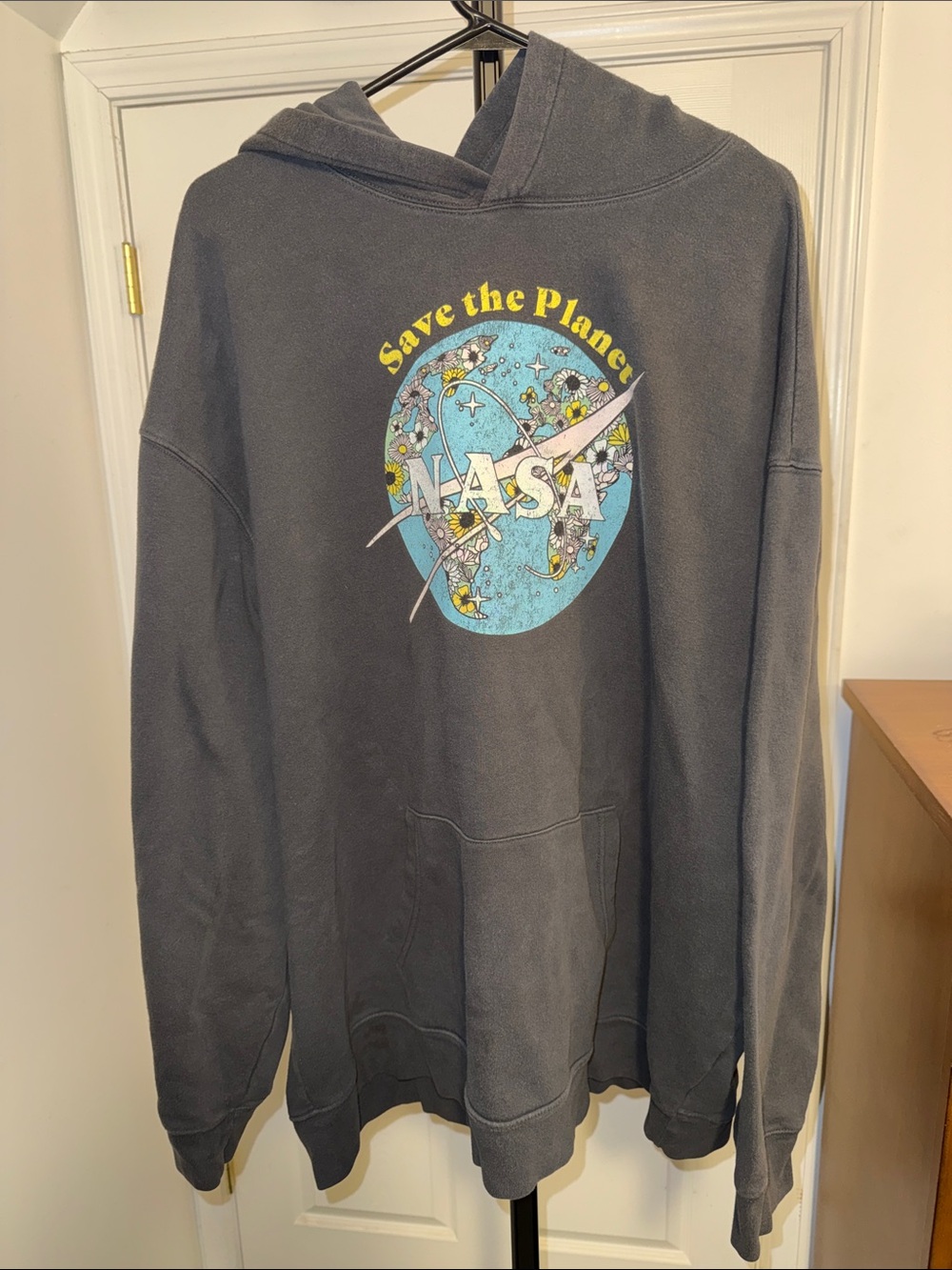 Old Navy SAVE THE PLANET 3XLT Dark Gray Hoodie with Blue NASA Logo